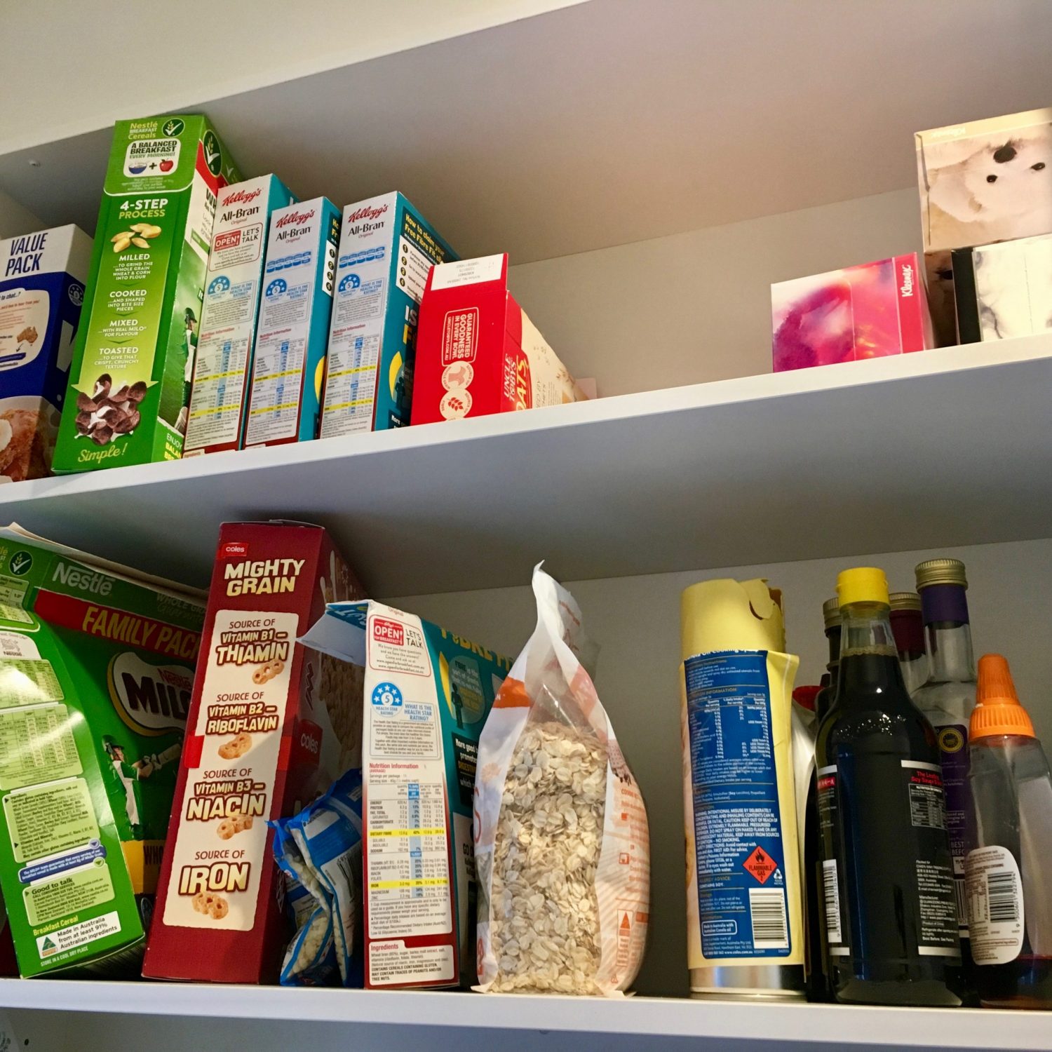 Cereal in pantry organisation before - The Organising Bee