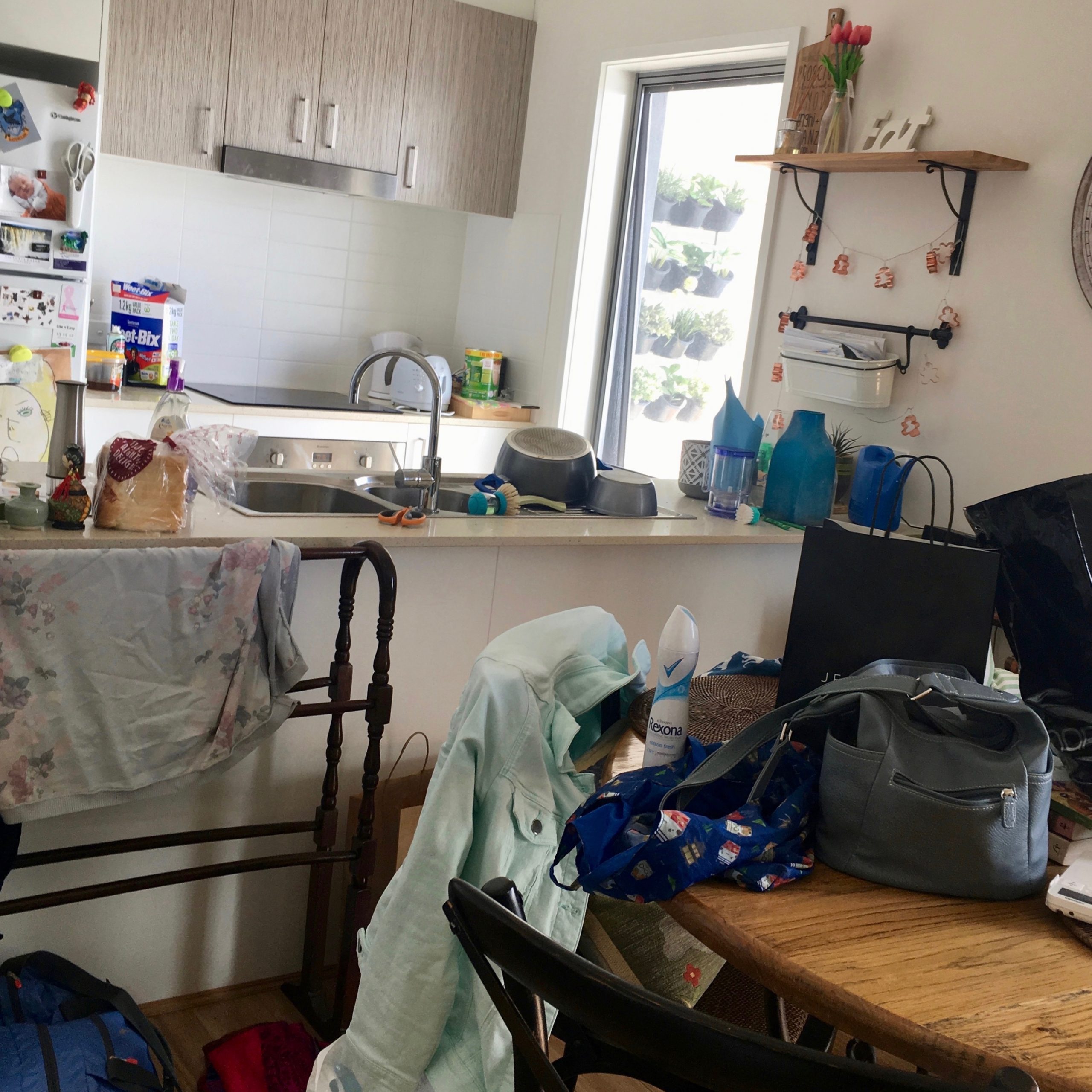 Cluttered Dining and Kitchen Before Organisation - The Organising Bee Canberra