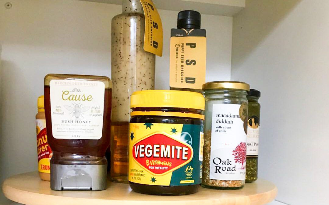 Organising condiments in a pantry